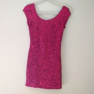 Hot Pink Sequin Mini Dress